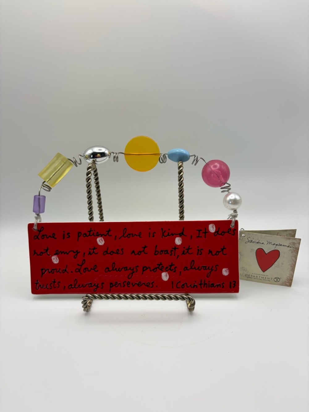 VTG Sandra Magsamen Dept 56 Hanging Love is Patient Plaque 1 Corinthians 13 Boho